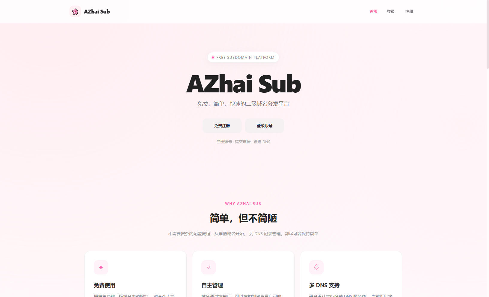 阿宅二级域名分发系统轻量化无加密
